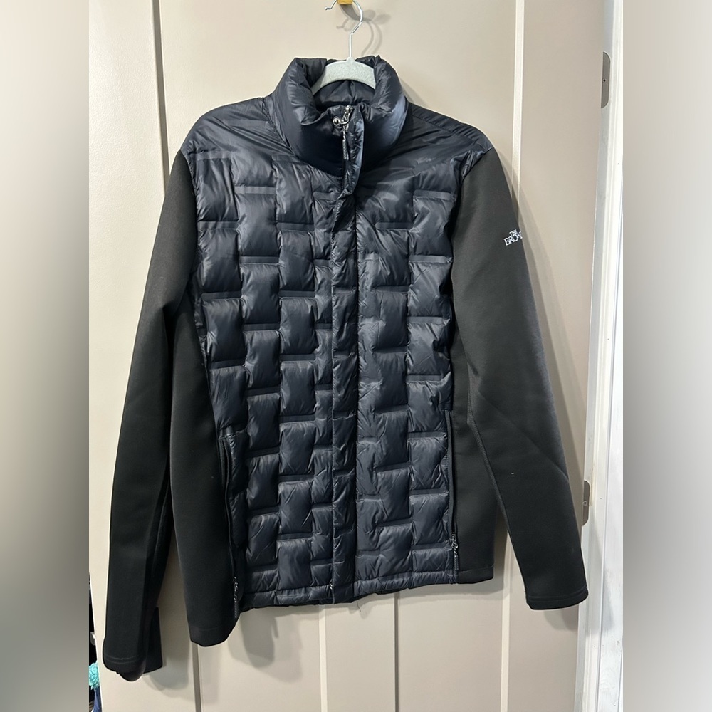 Fossa Apparel Down feather mix Men's Black Quilted Puffer neoprene sleeve Jacket